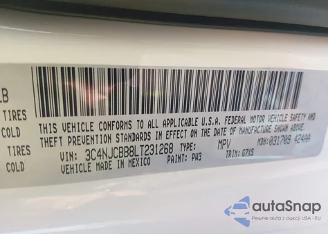 2020 Jeep Compass Sun And Safety Fwd из США, поврежденный, VIN 3C4NJCBB8LT231268